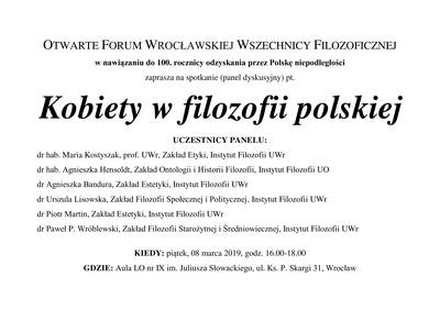 image: Kobiety w filozofii polskiej - panel dyskusyjny